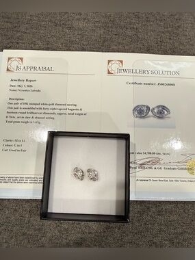10K White Gold with Natural Diamond Marquise Cluster Stud Earrings